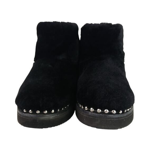 Alexander Wang SZ 8 Yumi Black Shearling Boots Silver Studs - Picture 7 of 10